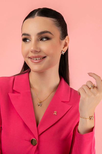 Blushing Bow Stud Earring Set