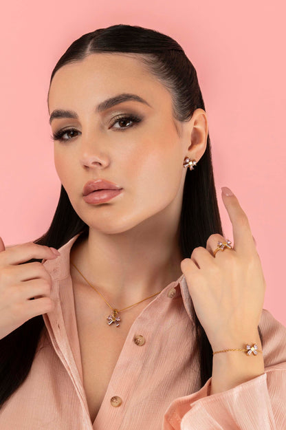 Blushing Bow Stud Earring Set