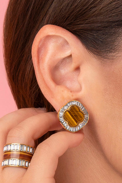 Faniello Tiger Eye Stud Earrings &amp; Pendant Gift Set