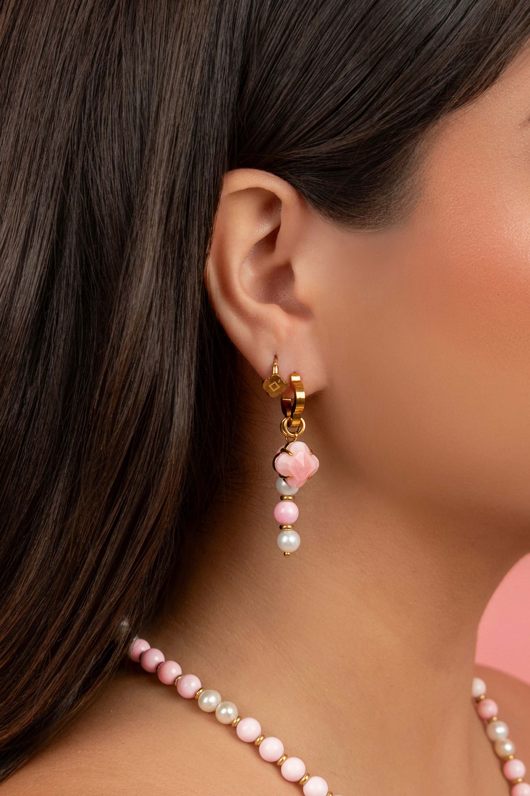 Pink Pearl Duo Earring Set