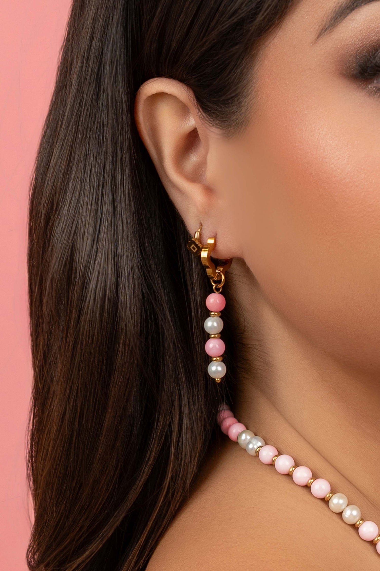 Pink Pearl Duo Earring Set &amp; Necklace Gift Set
