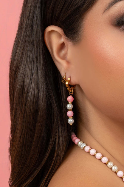 Pink Pearl Duo Earring Set