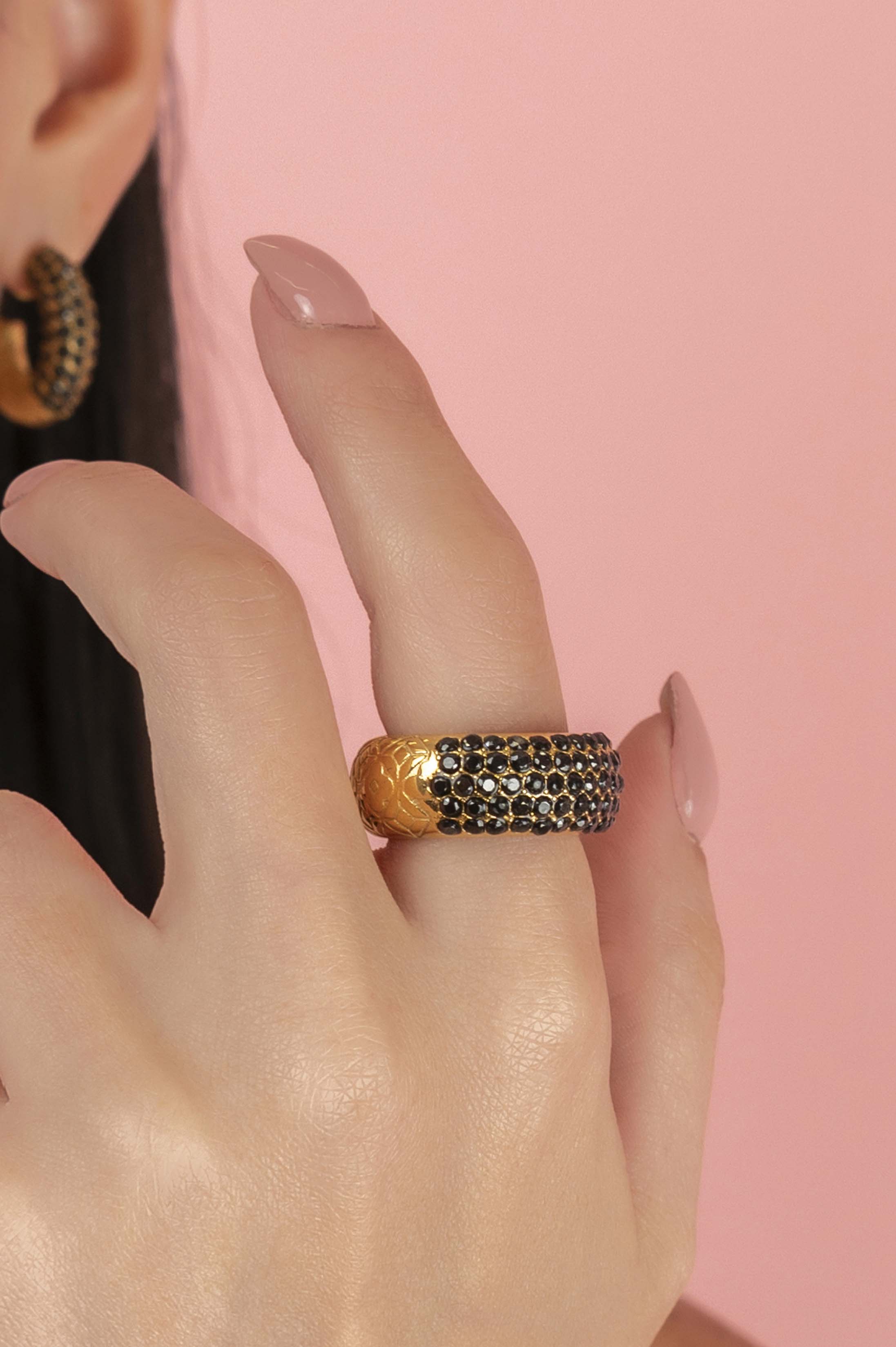 Black Pavé Patterned Bangle