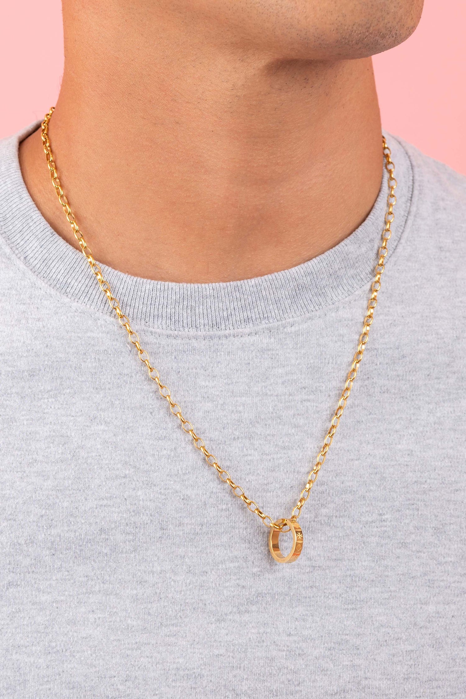 Maltese Legacy Gold Ring Pendant with Link Chain