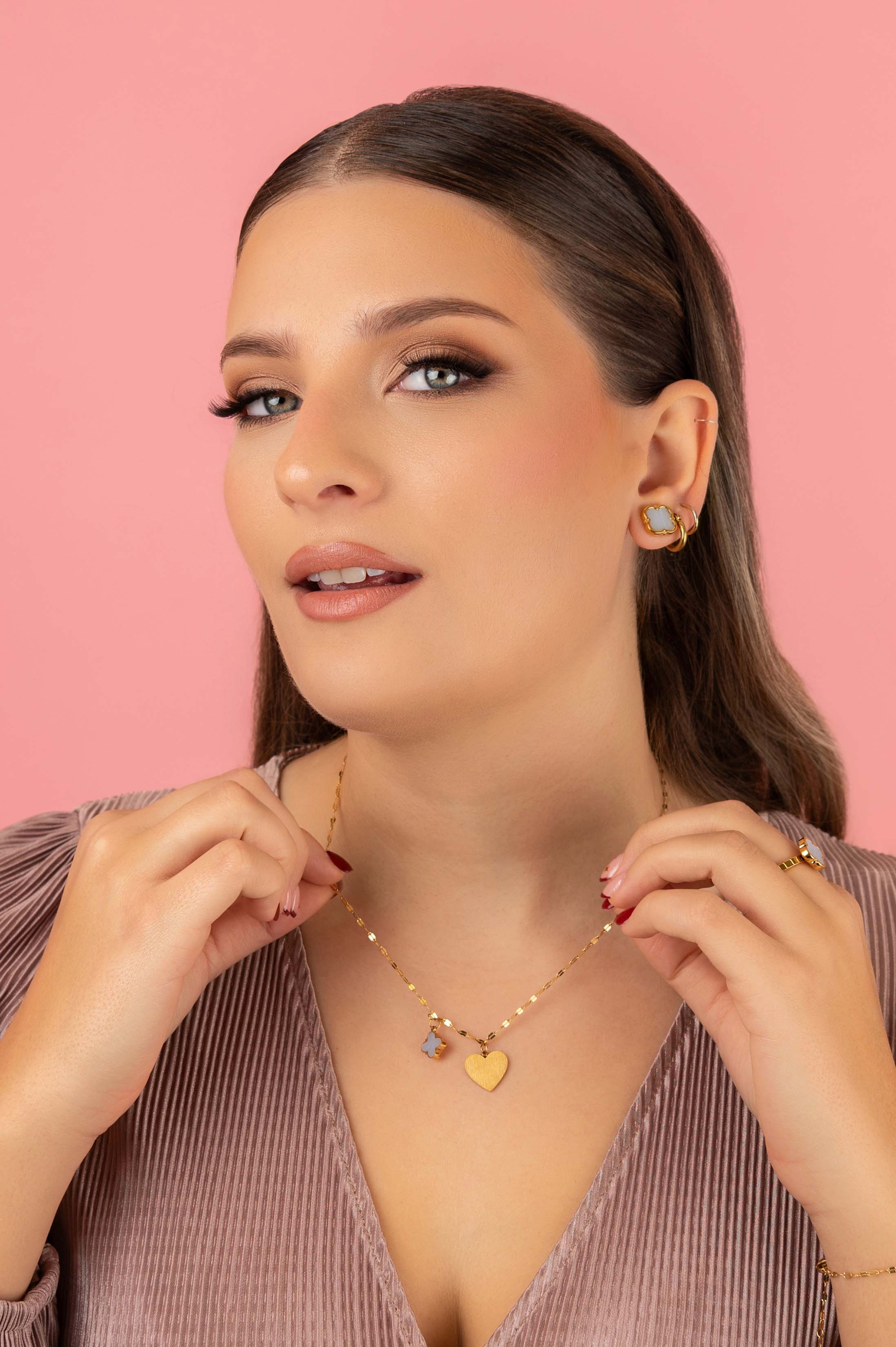 Engravable Heart Agate Necklace &amp; Bracelet Gift Set