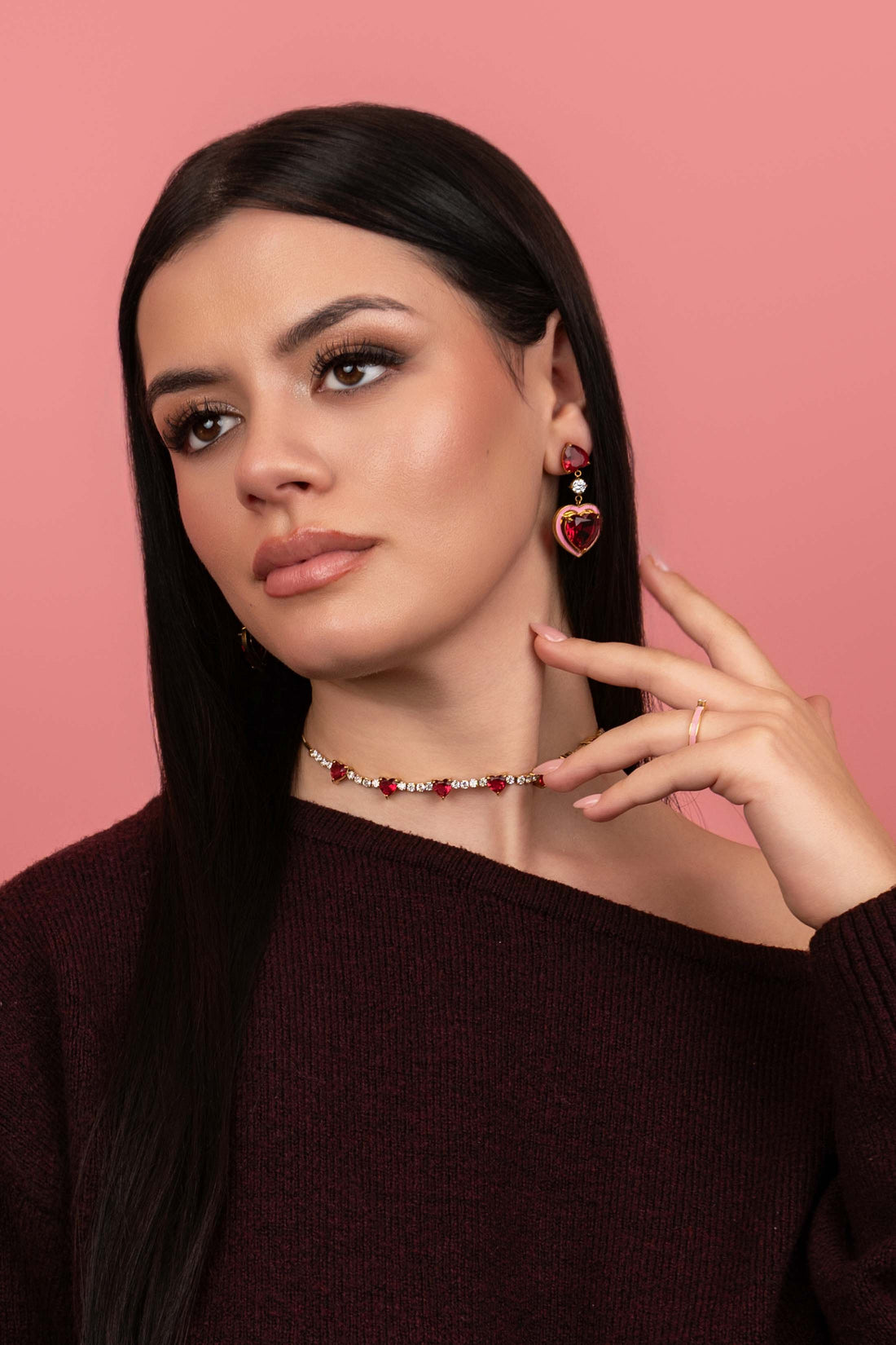 Qalb Tħabbat Drop Stud Earring Set