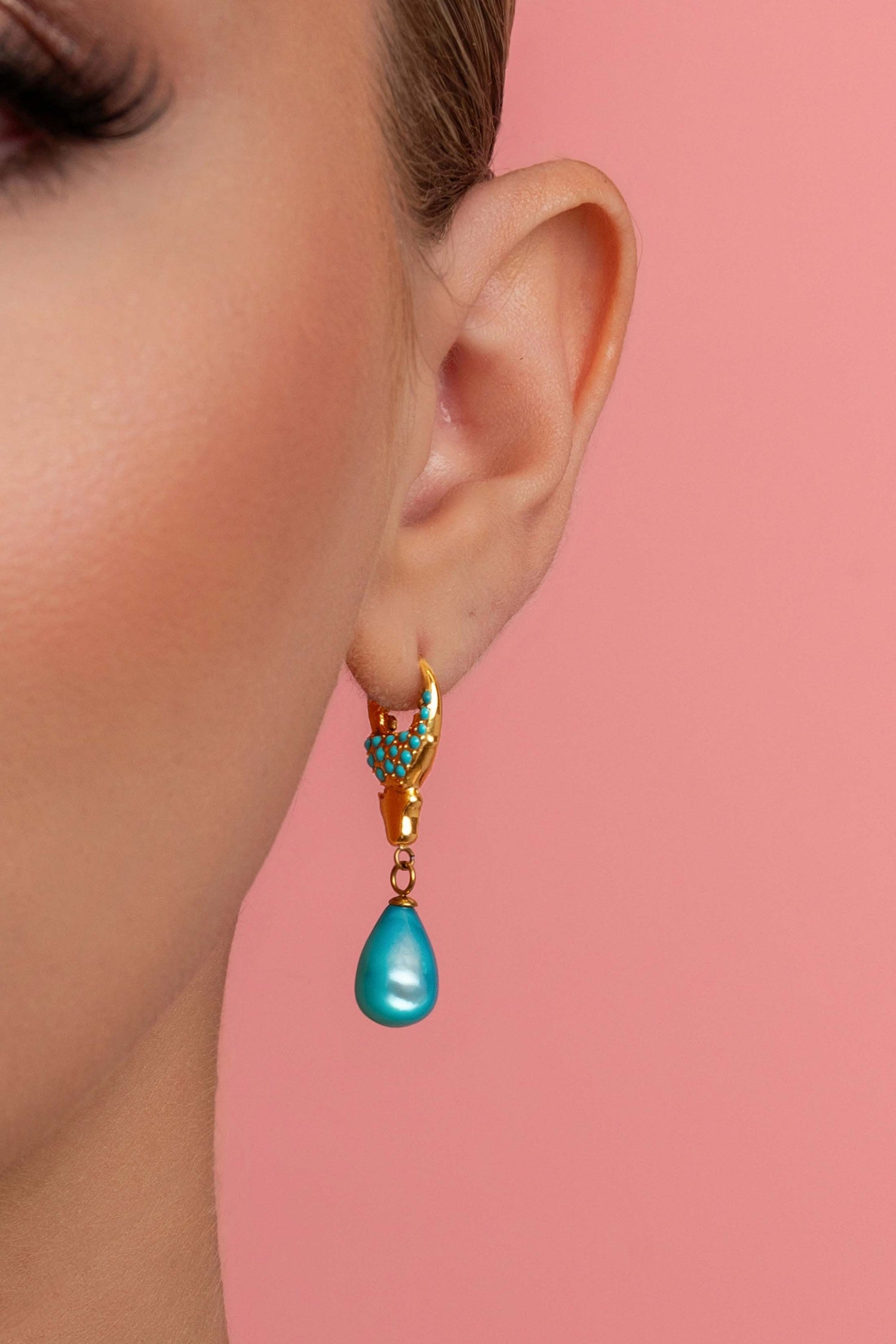Qabru Turquoise Claw Drop Stud Earring Set