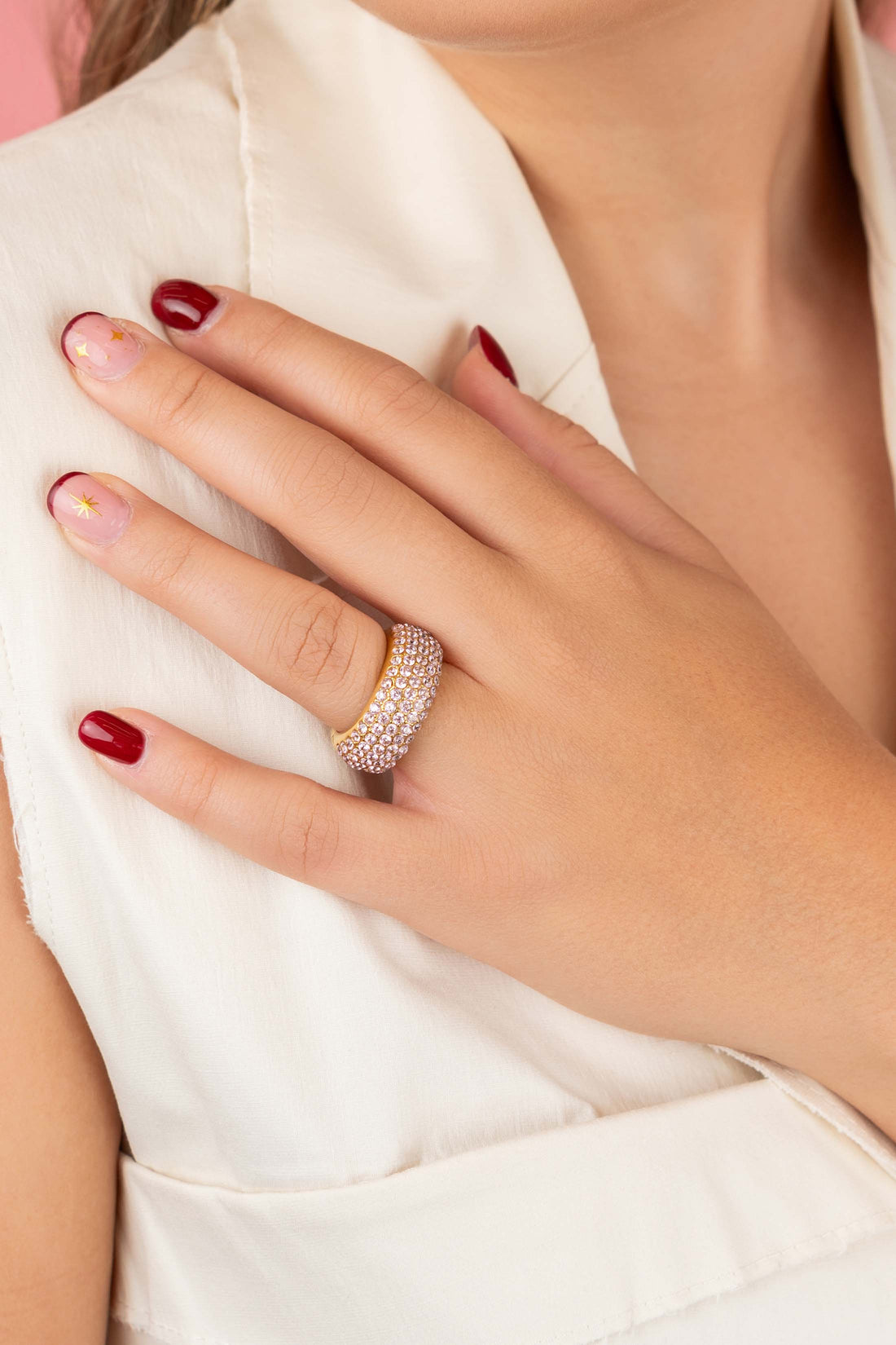 Blush Pavé Patterned Ring