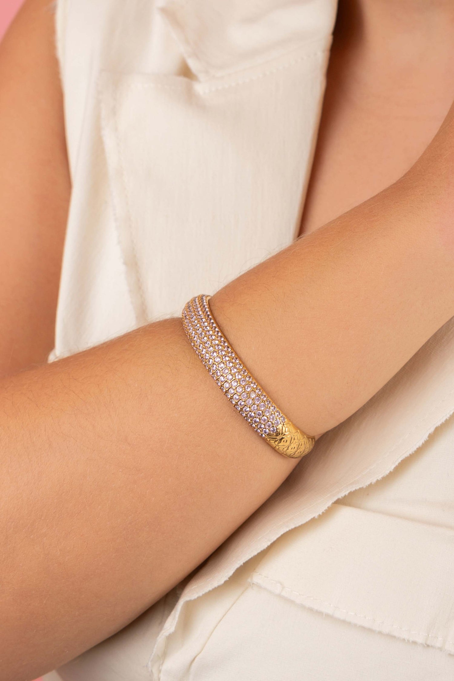 Blush Pavé Patterned Bangle