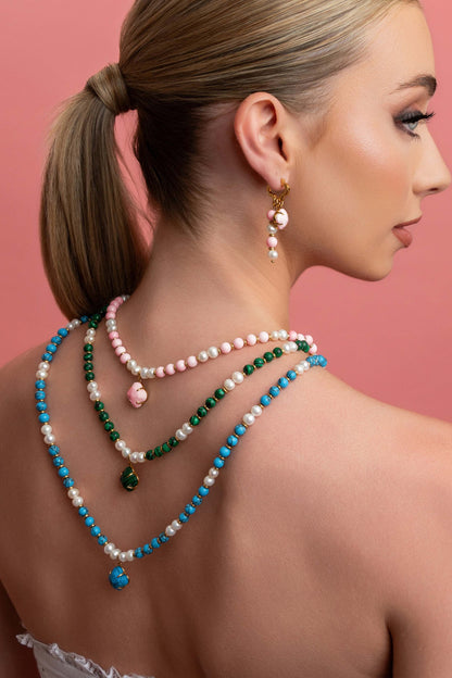 Pink Pearl Duo Earring Set