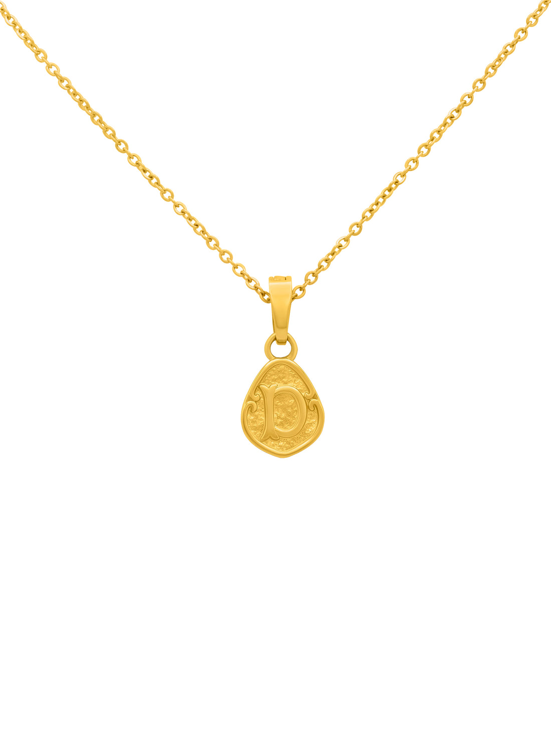 &quot;D&quot; Tberfil Letter Pendant with Petite Adjustable Chain Necklace