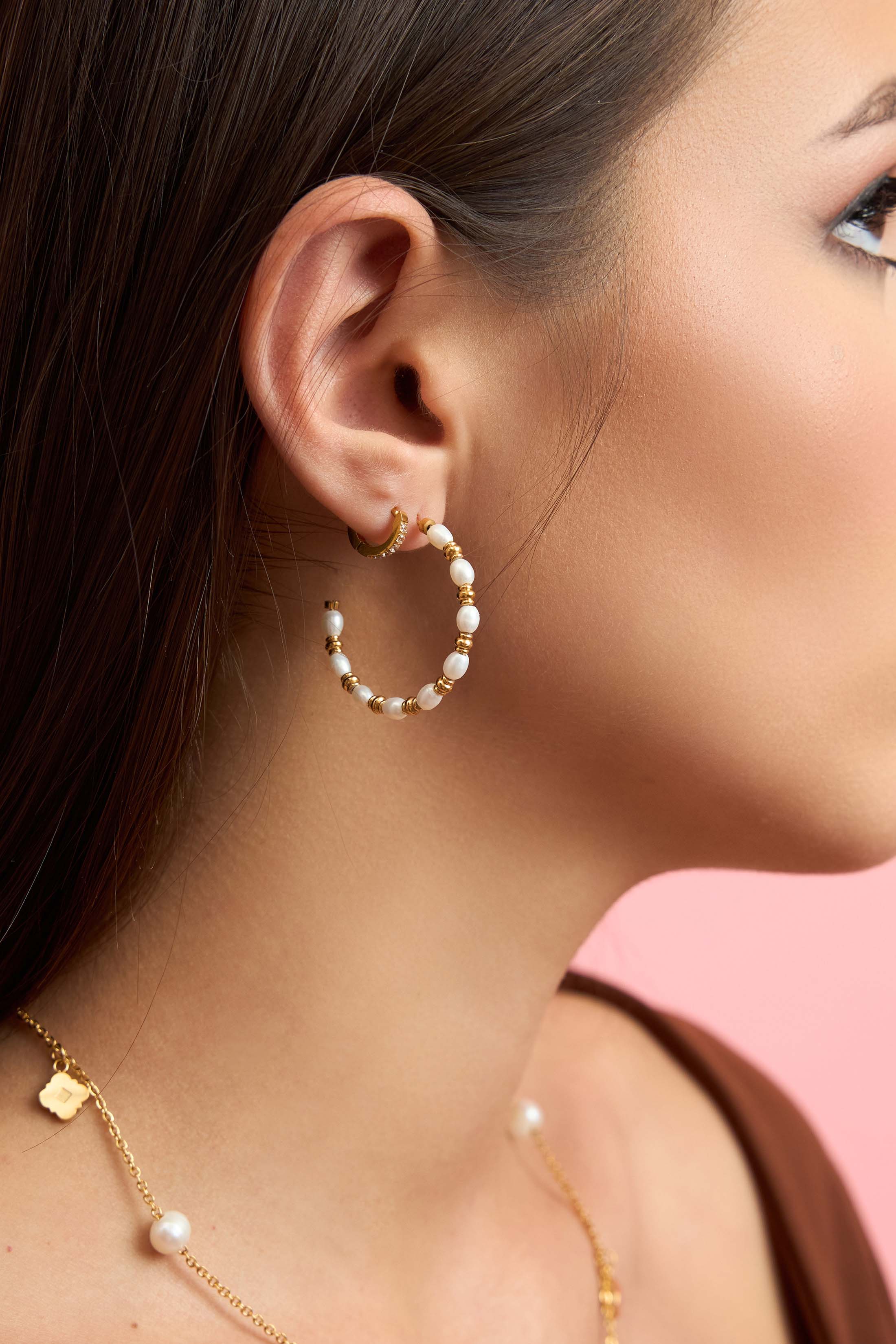 Pearl Tide Hoop Earring Set