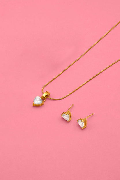 Qalbi Crystal Stud Earrings &amp; Necklace Gift Set