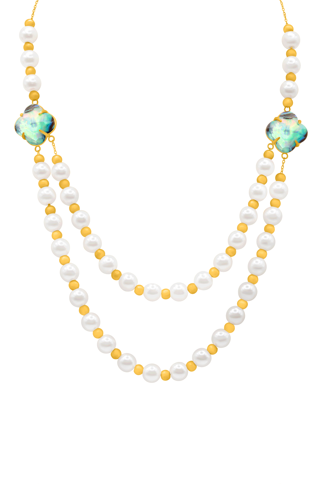 Stone Station Pearl Duet Necklace