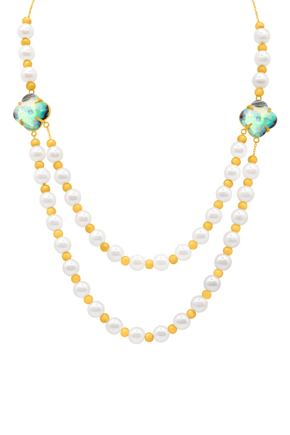 Stone Station Pearl Duet Necklace &amp; Bracelet Gift Set