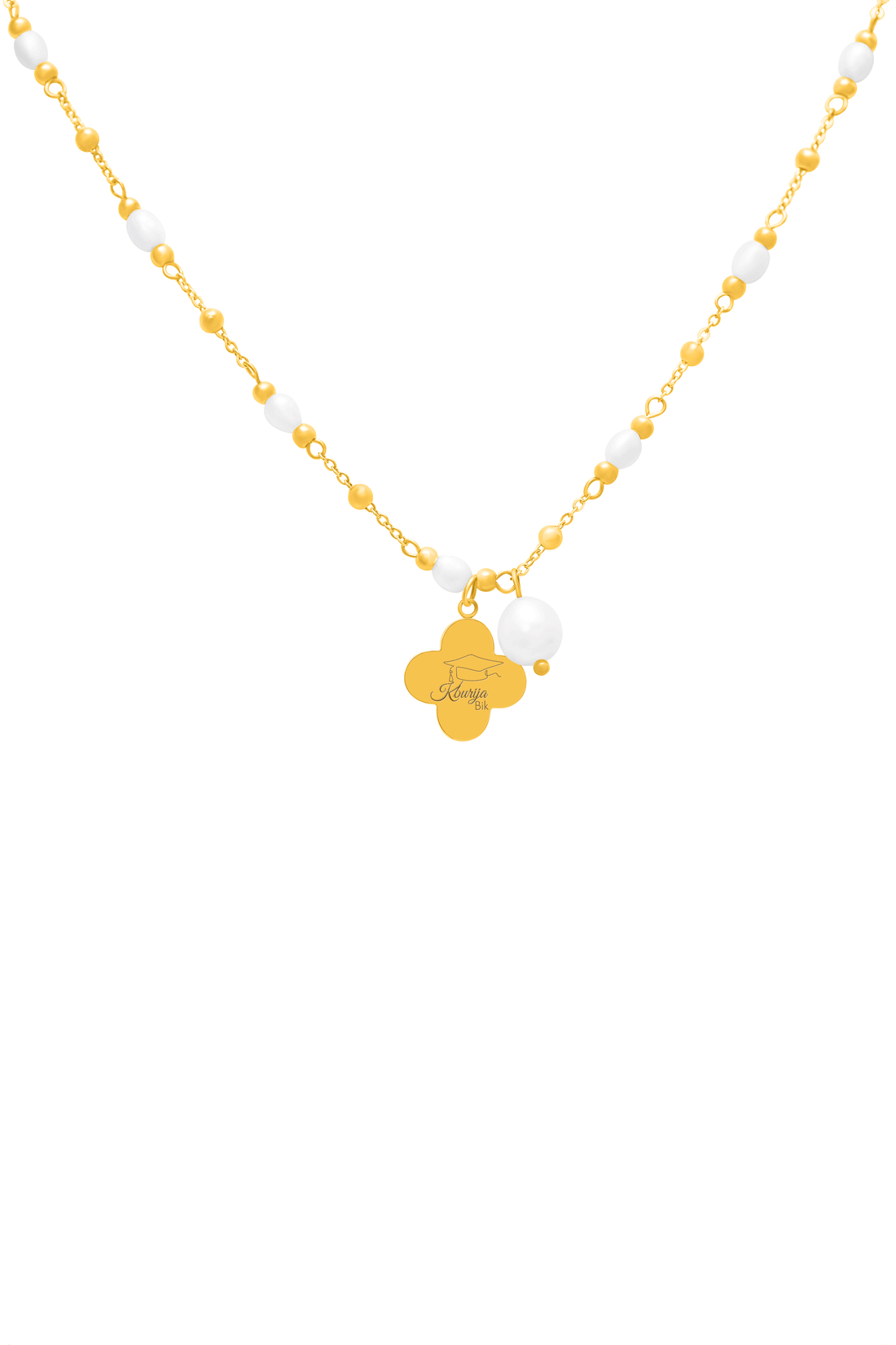 Freshwater Pearl Graduation Charm Necklace