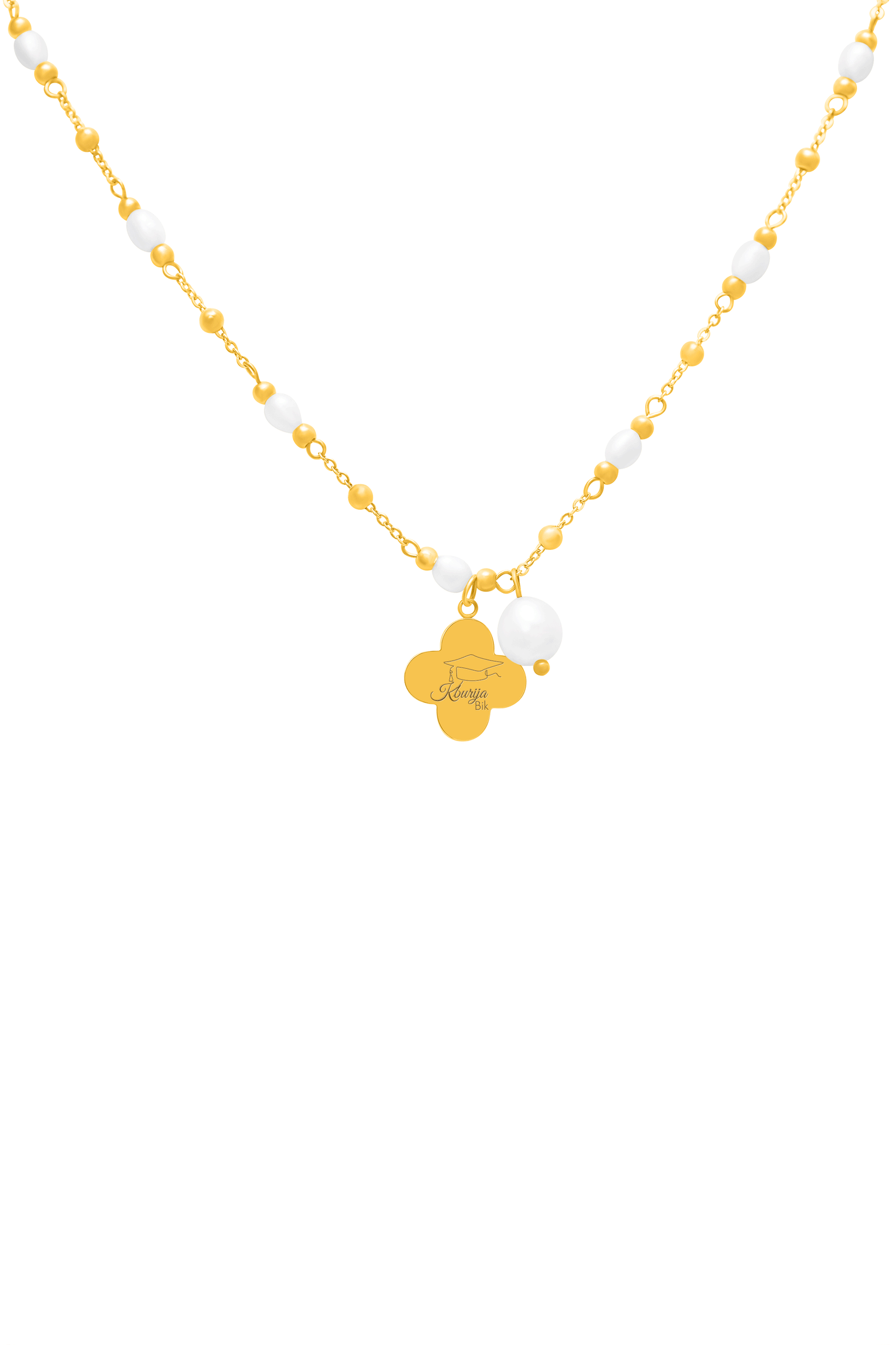 Freshwater Pearl Graduation Charm Necklace