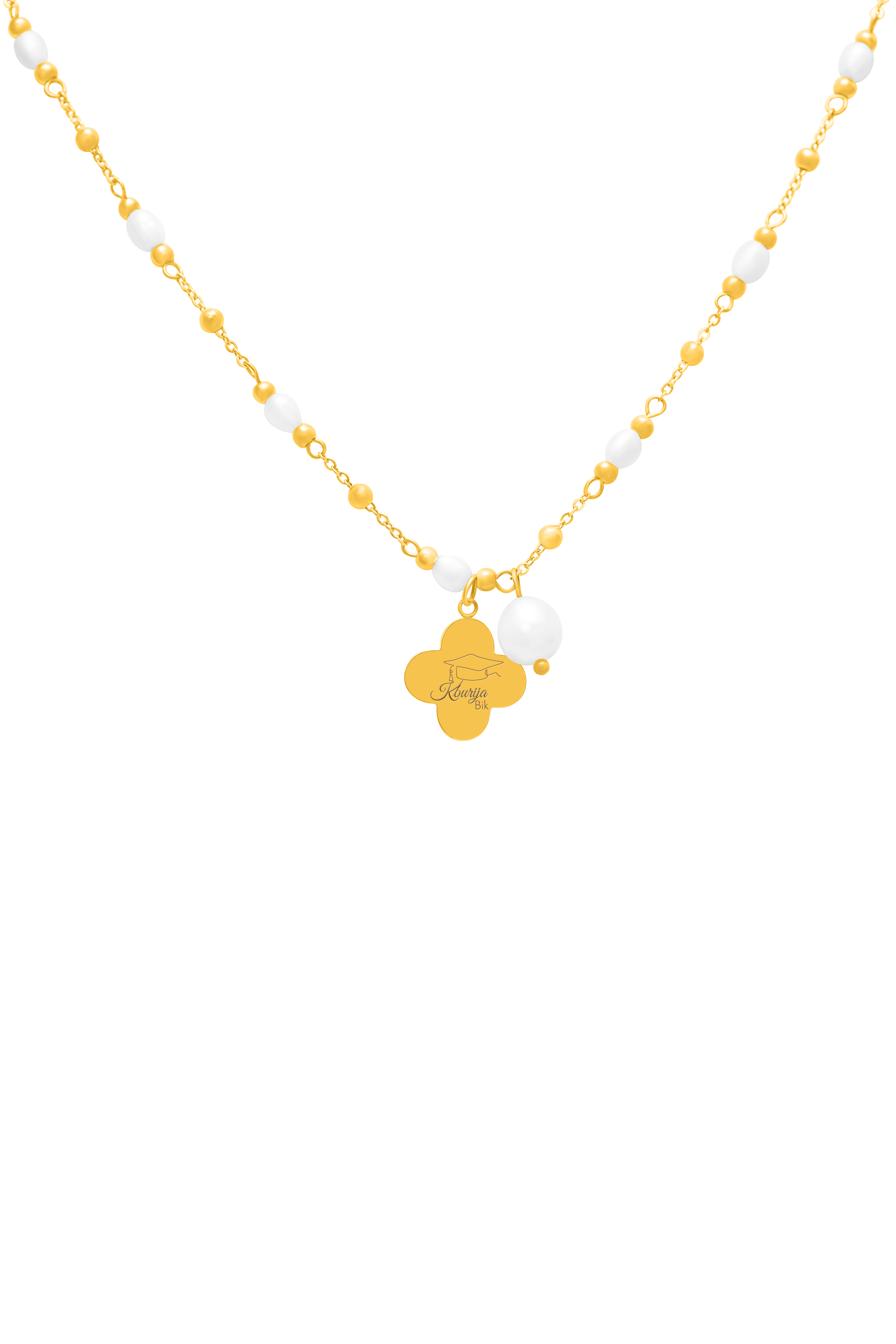 Freshwater Pearl Graduation Charm Necklace