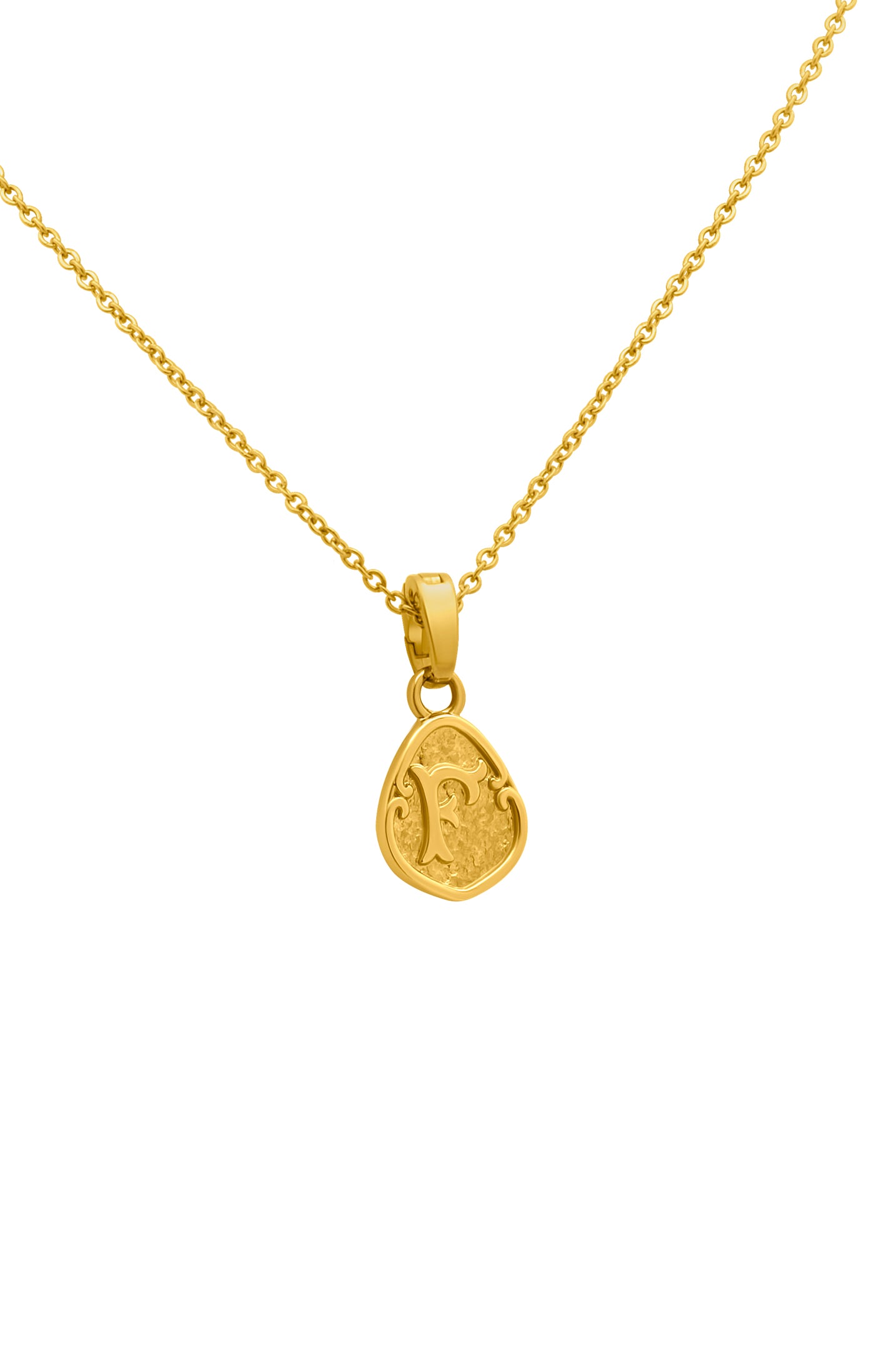 &quot;F&quot; Tberfil Letter Pendant with Petite Adjustable Chain Necklace