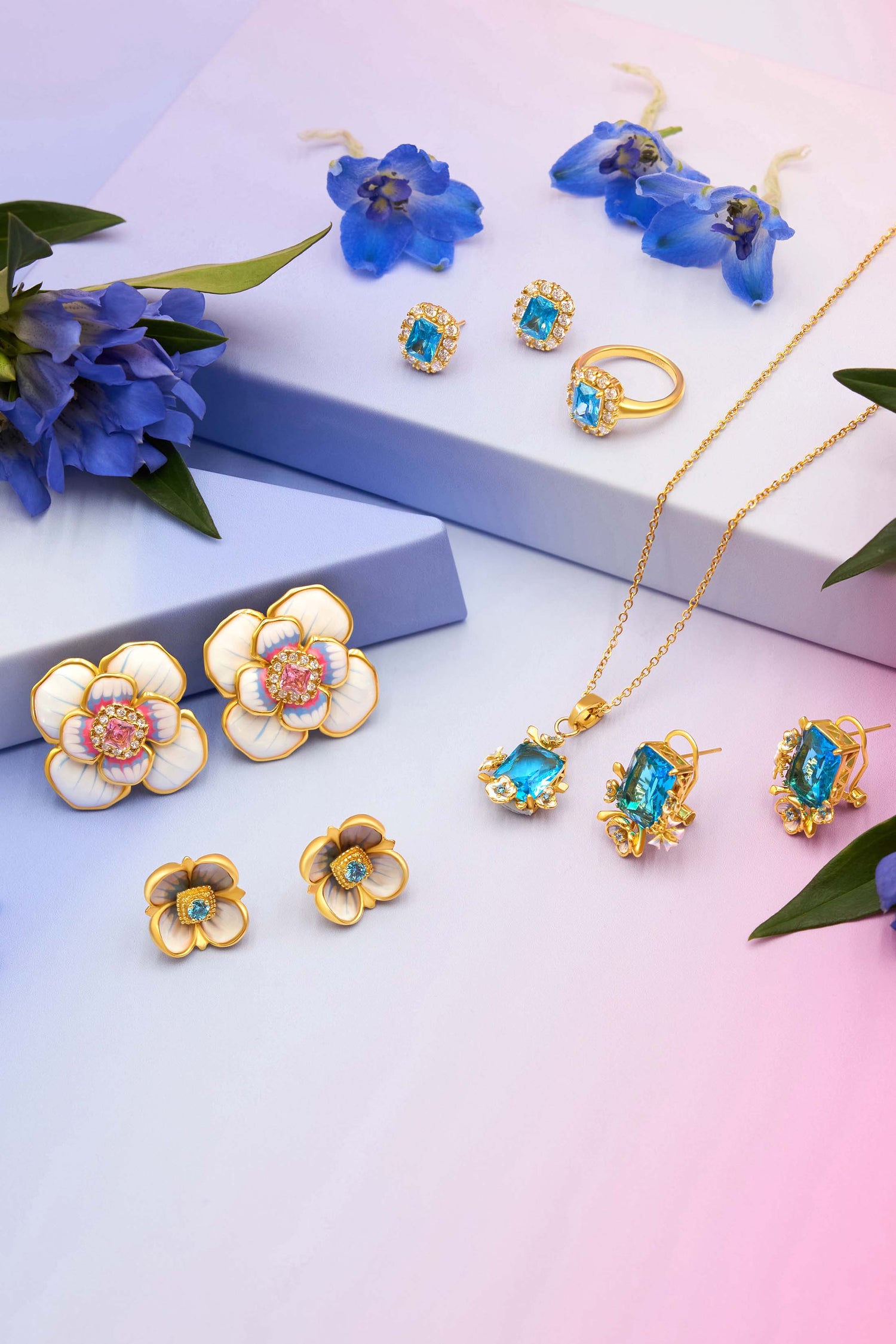 Pimpernell Blu Stud Earring Set