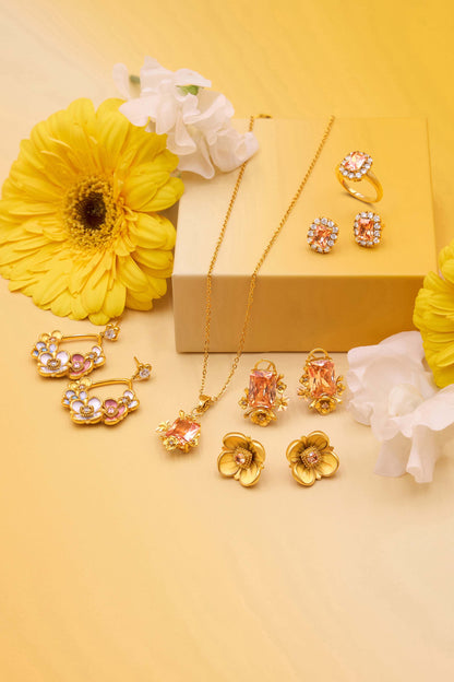 Golden Bloom Statement Earring Set