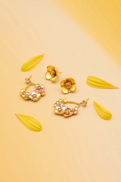Golden Bloom Statement Earring Set