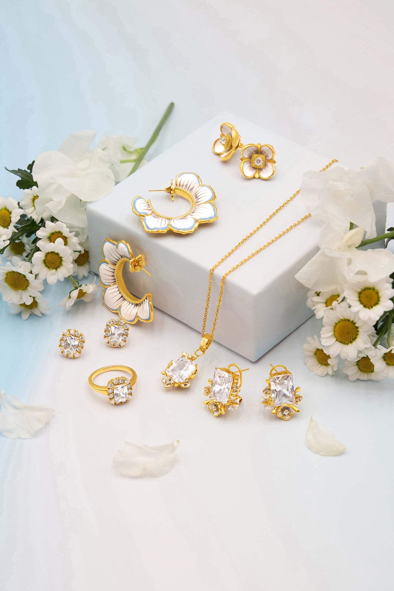 Golden Bloom Hoop Earring Set