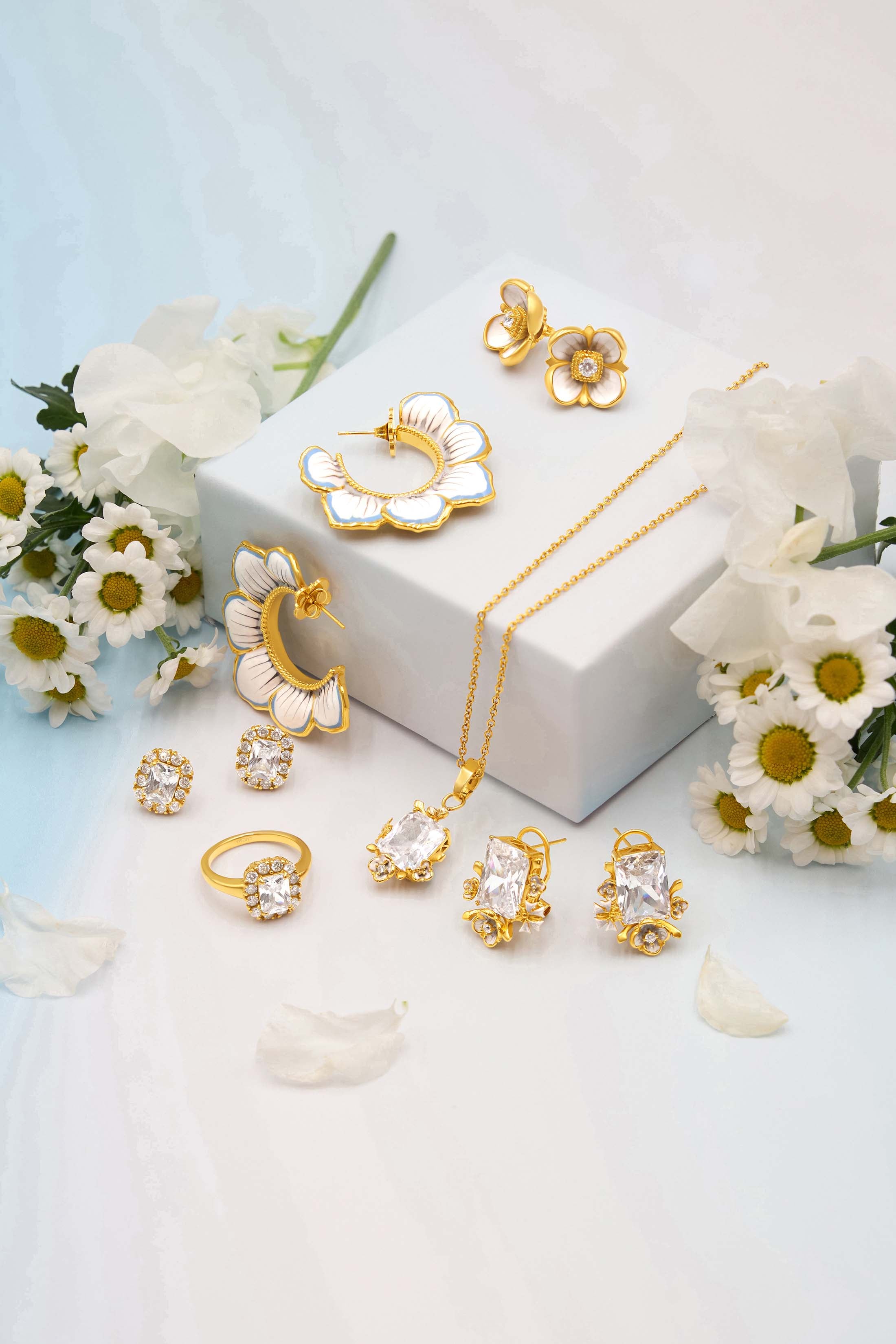 Golden Bloom Hoop Earring Set