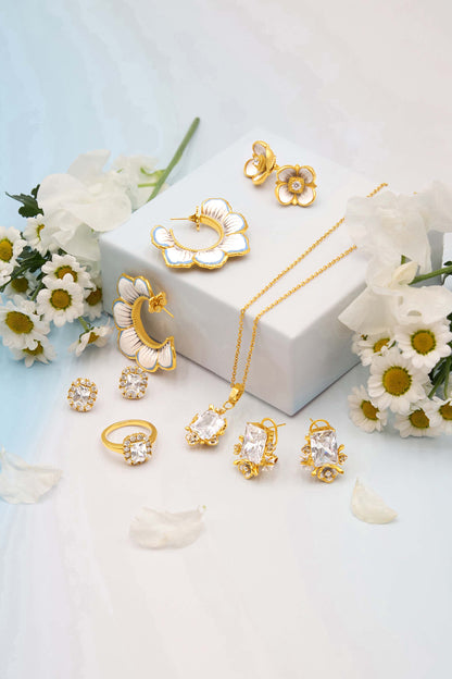 Golden Bloom Hoop Earring Set