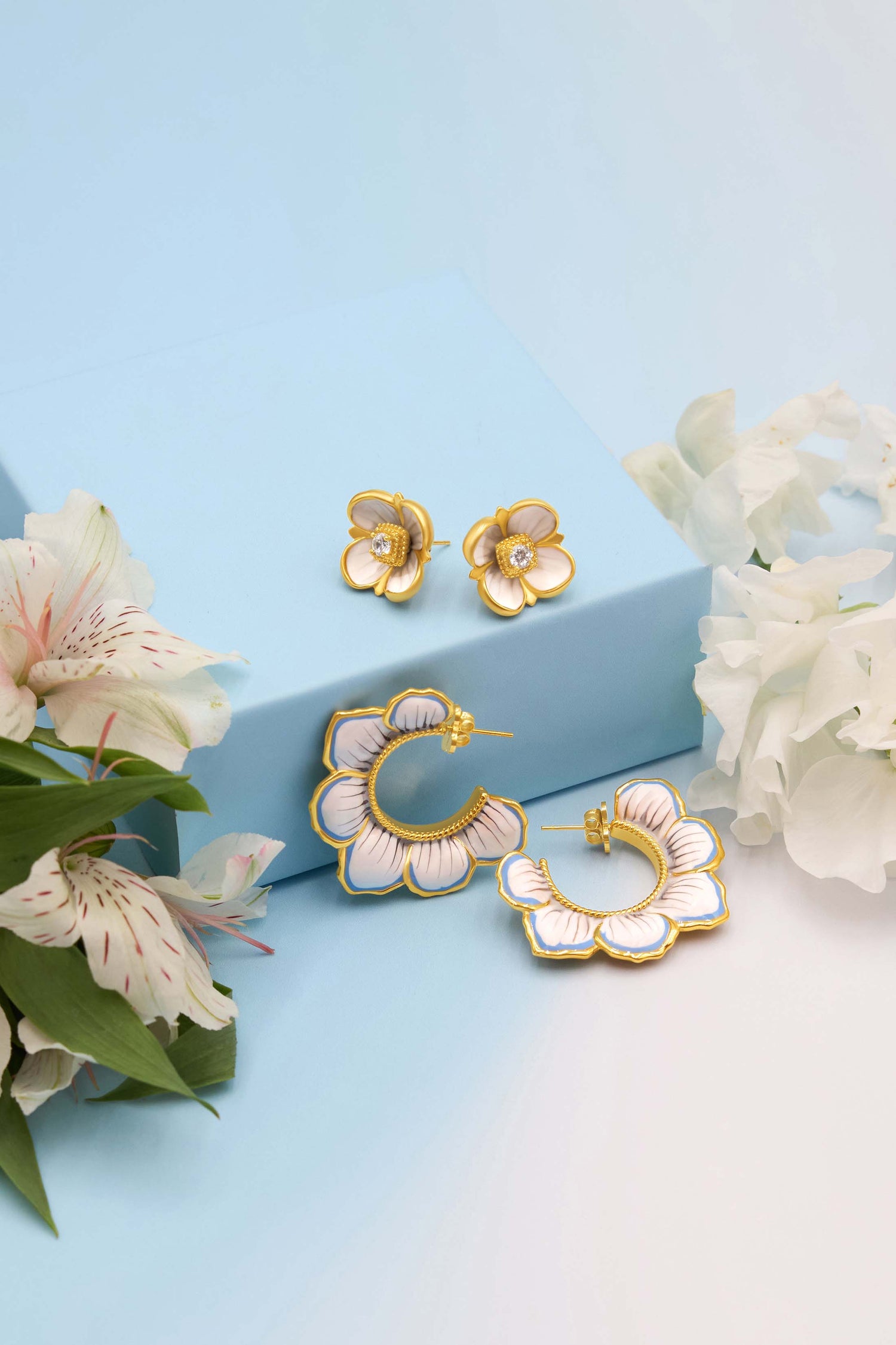 Golden Bloom Hoop Earring Set