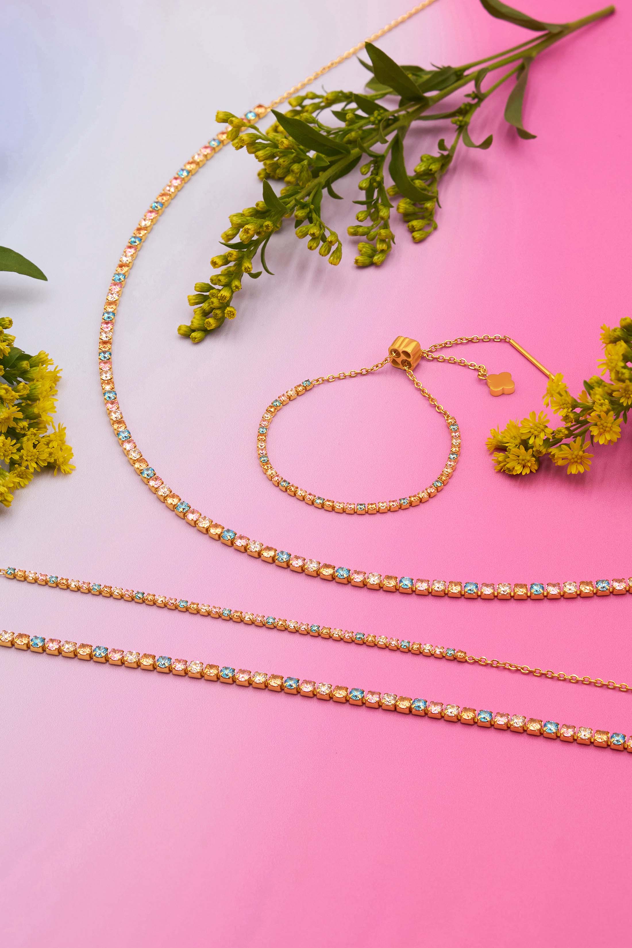 Golden Bloom Tennis Necklace