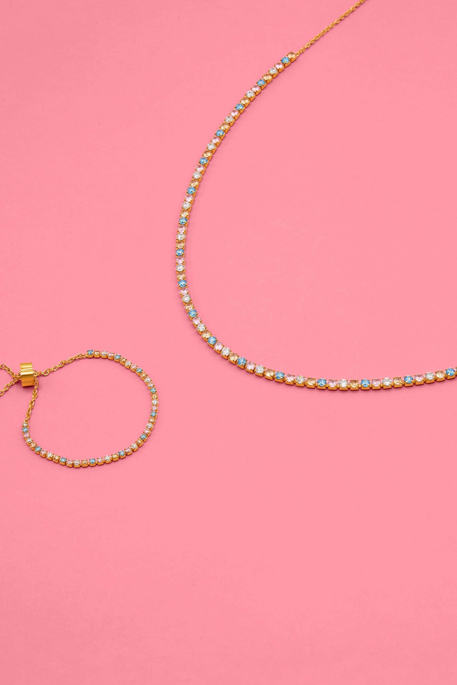 Golden Bloom Tennis Necklace &amp; Bracelet Gift Set