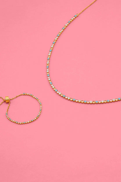 Golden Bloom Tennis Necklace &amp; Bracelet Gift Set