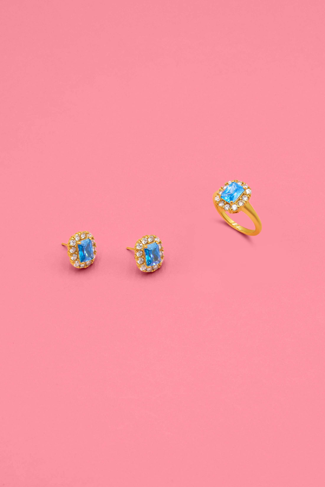 Pimpernell Blu Alba Stud Earrings &amp; Ring Gift Set