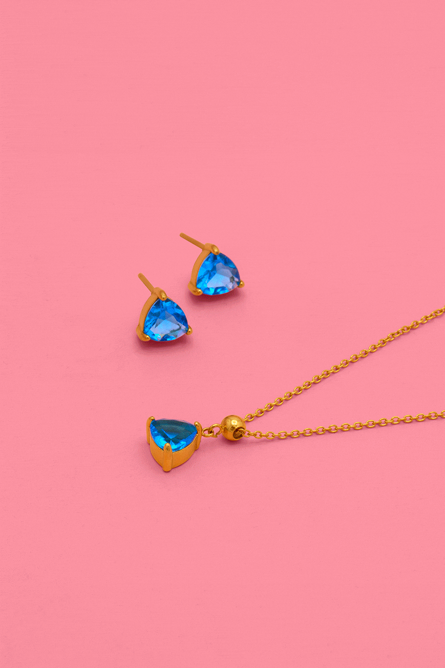 Birthstone Studs &amp; Toggle Charm Necklace Gift Set
