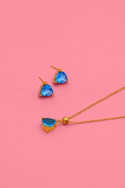 Birthstone Studs &amp; Toggle Charm Necklace Gift Set