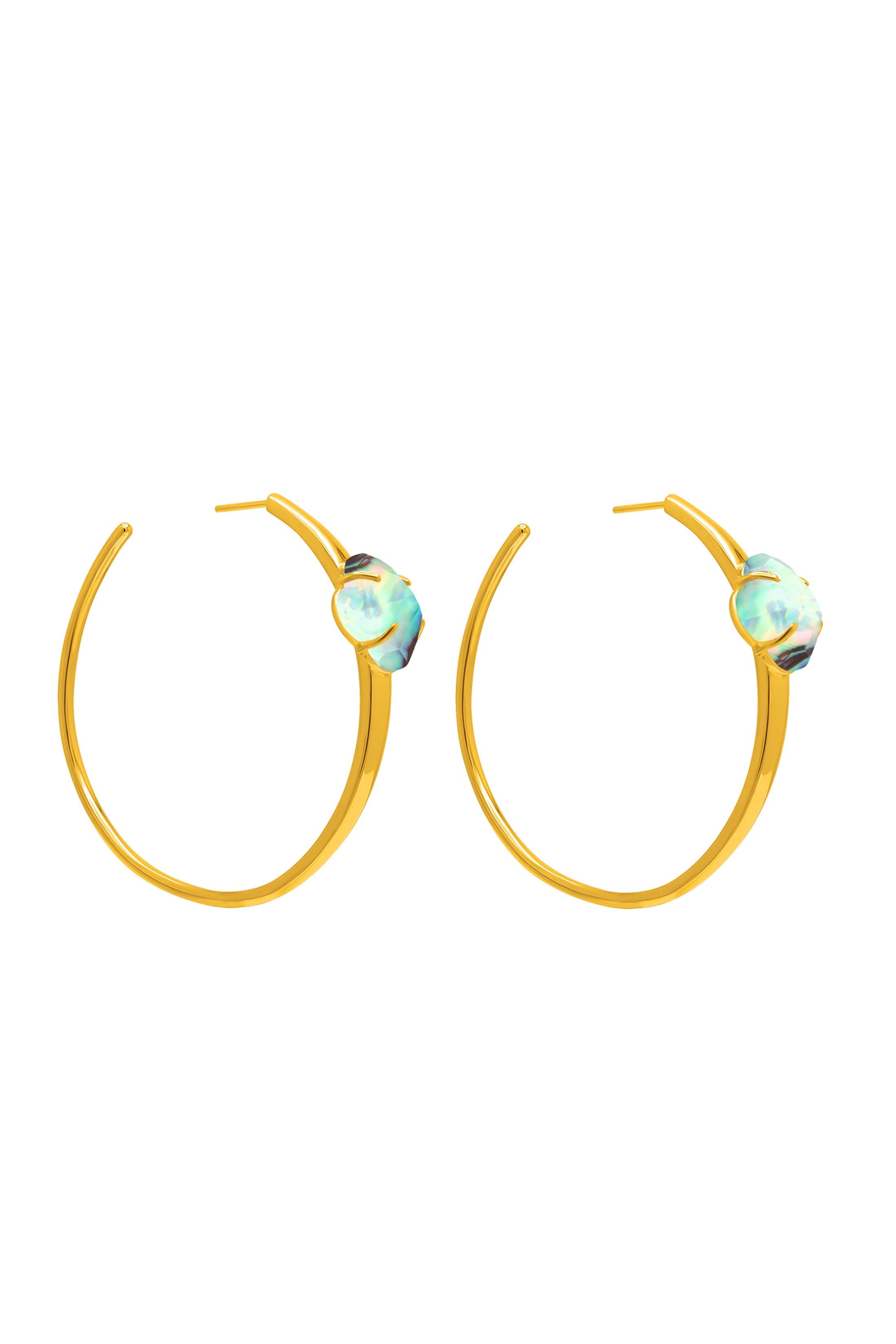 Stone Station Abalone Stone Oversized Hoop Earring Set