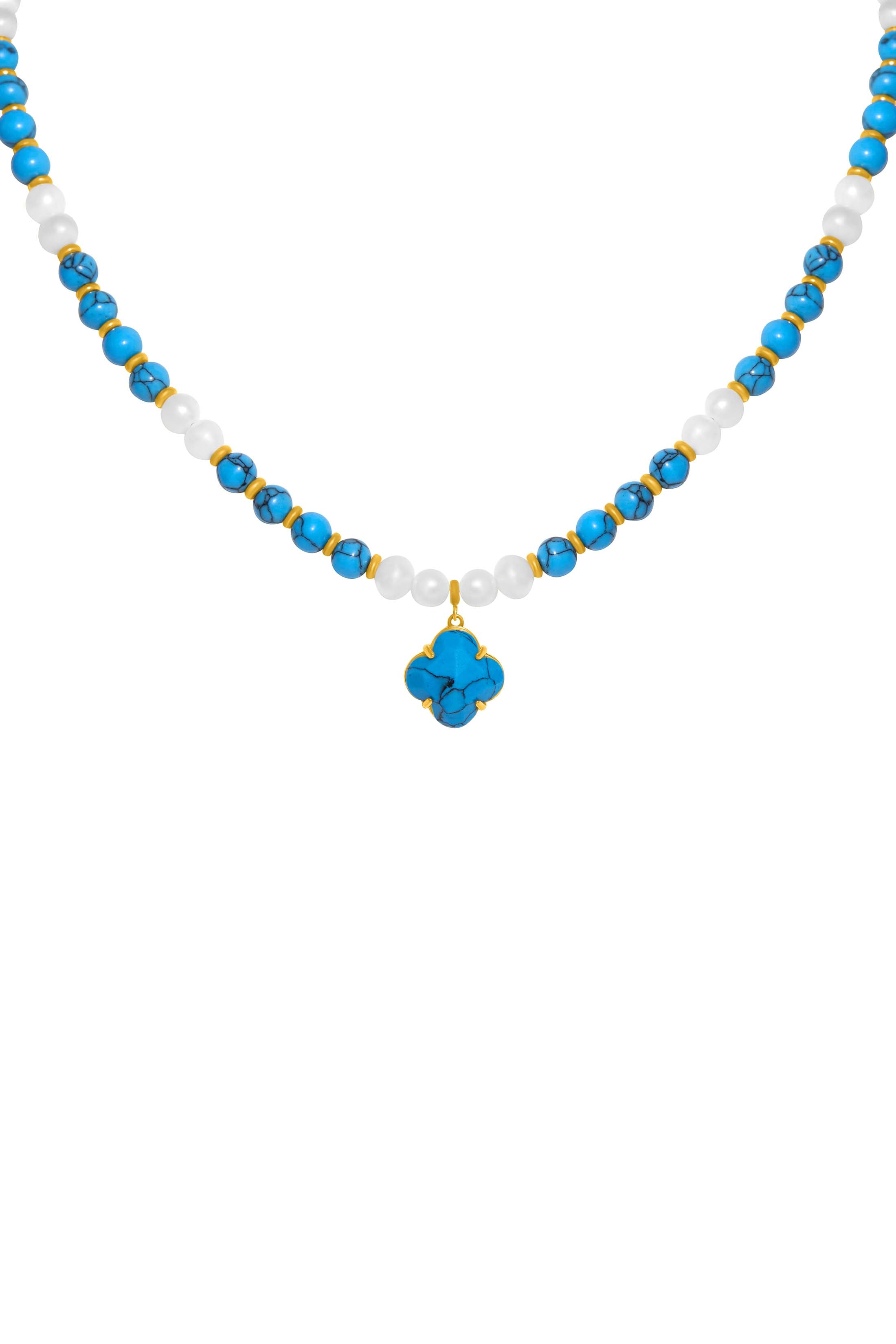 Turquoise Marble Pearl Necklace