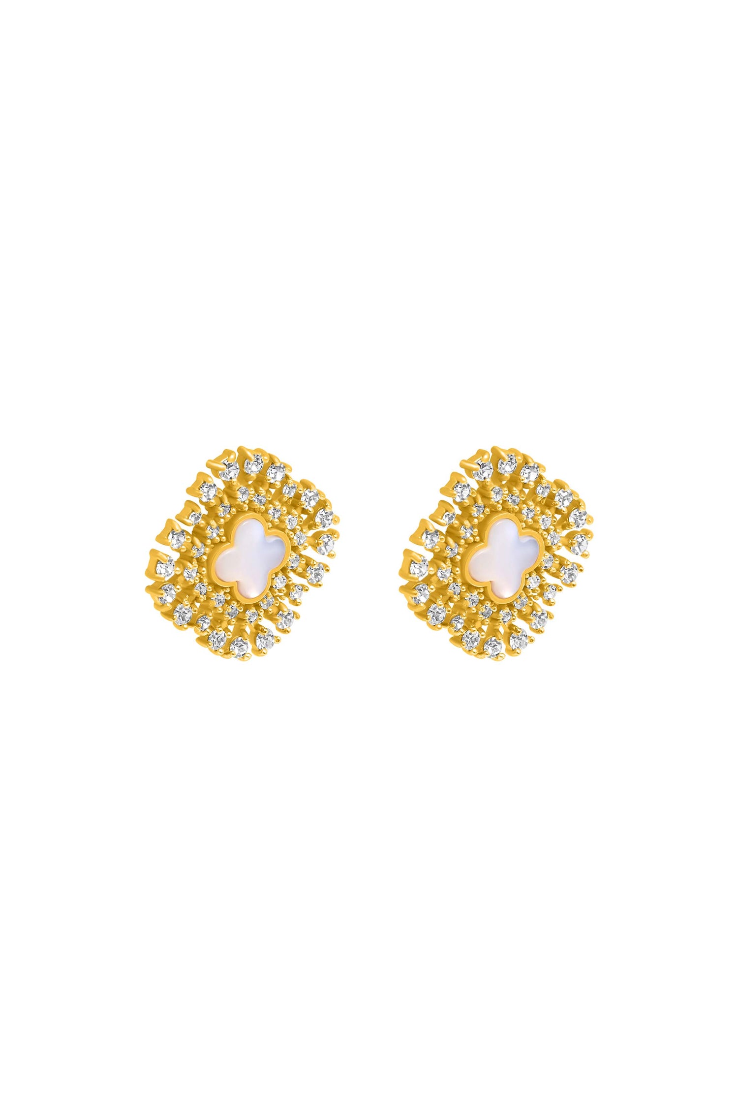 Zirconia Halo Mother Of Pearl Stud Earring Set