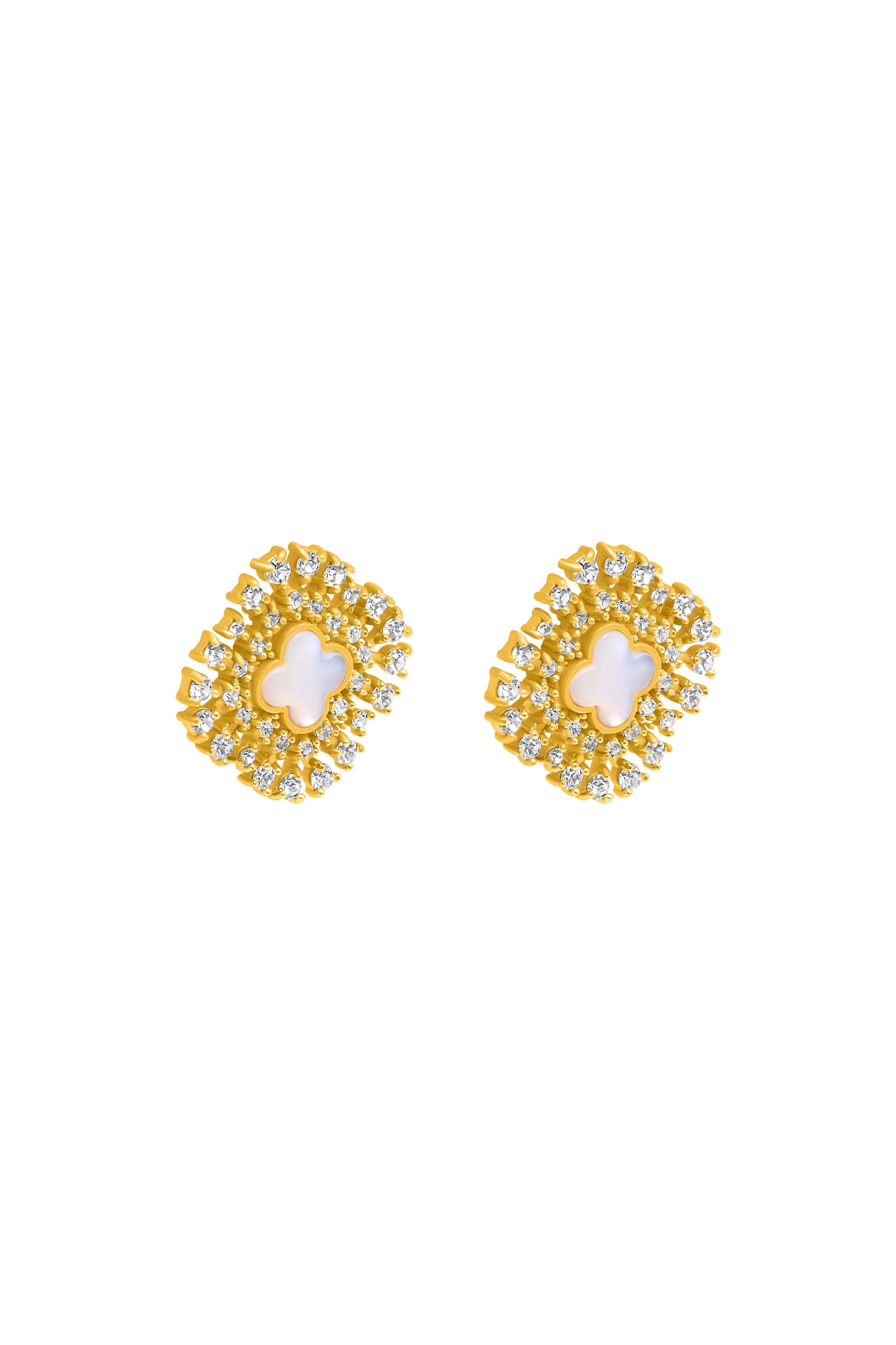 Zirconia Halo Mother Of Pearl Stud Earring Set