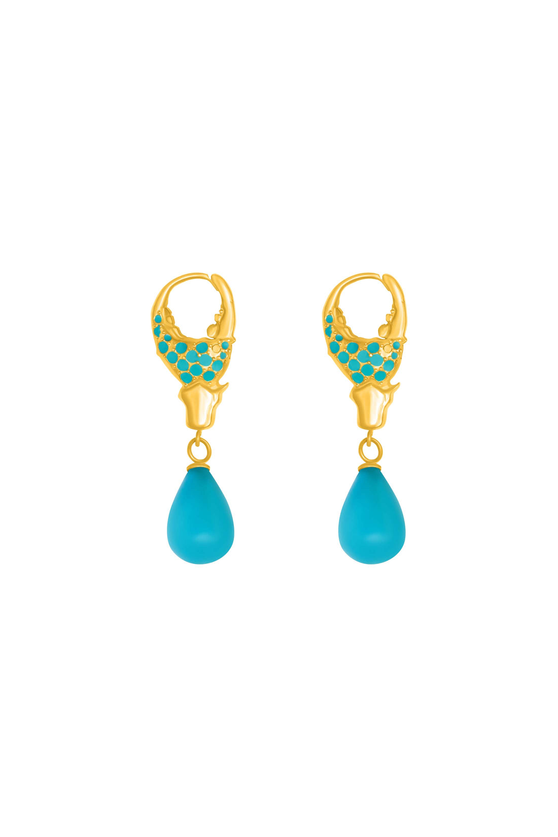 Qabru Turquoise Claw Drop Stud Earring Set