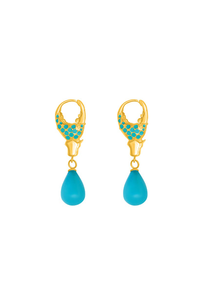 Qabru Turquoise Claw Drop Stud Earring Set