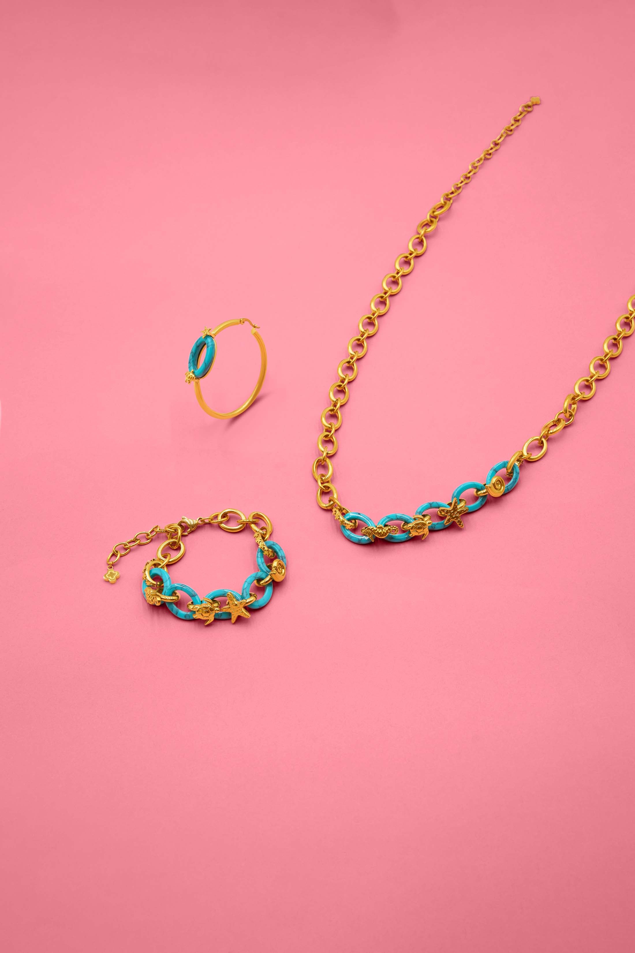 Ġnejna Bay Hoops, Necklace &amp; Bracelet Gift Set
