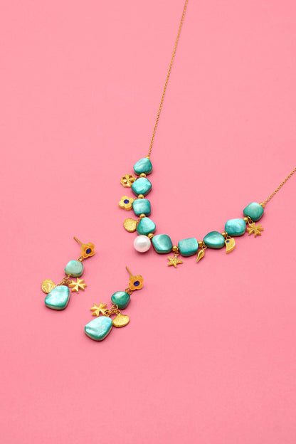 Blu Perla Marina Drop Studs &amp; Necklace Gift Set