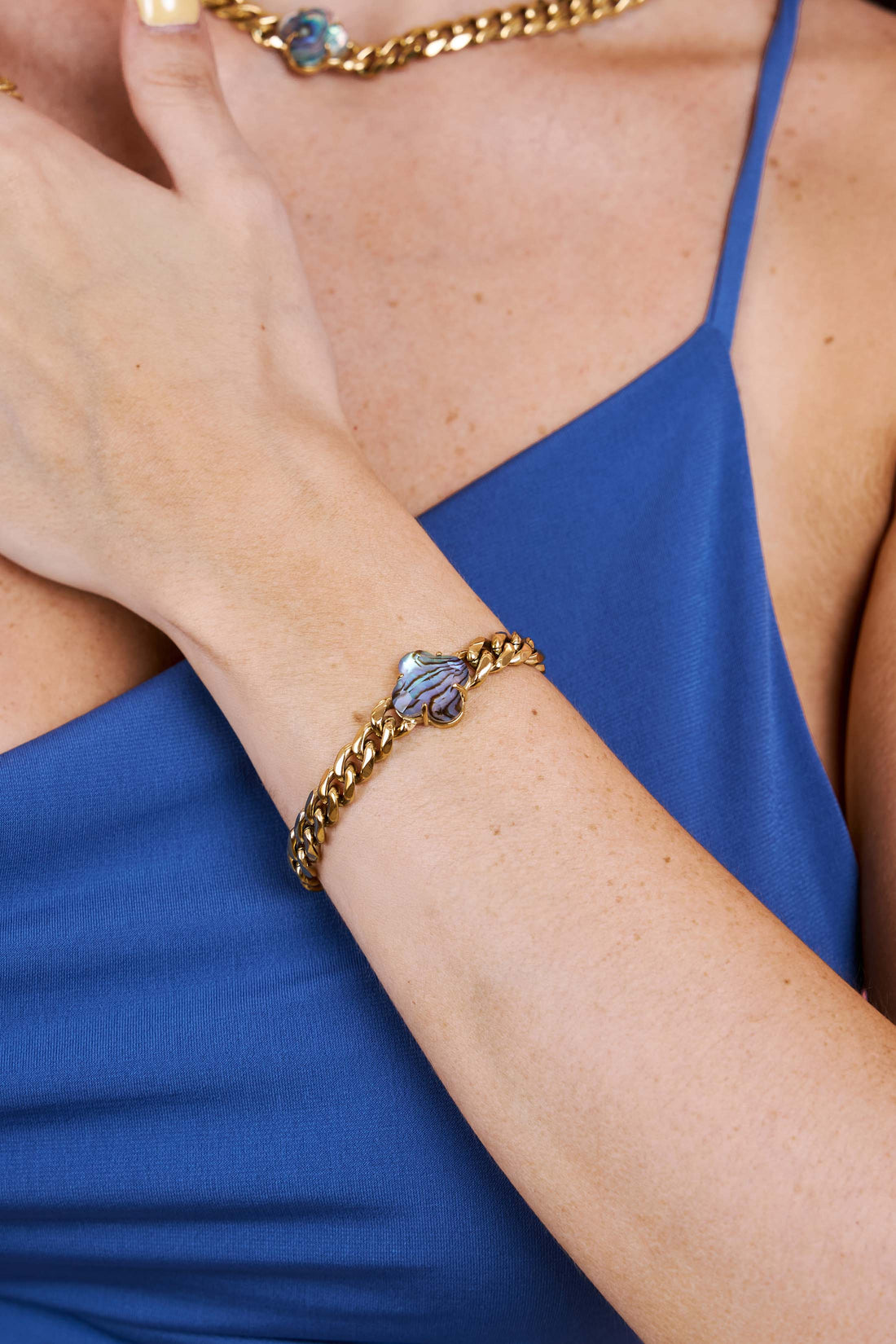 Stone Station Abalone Stone Curb Chain Bracelet