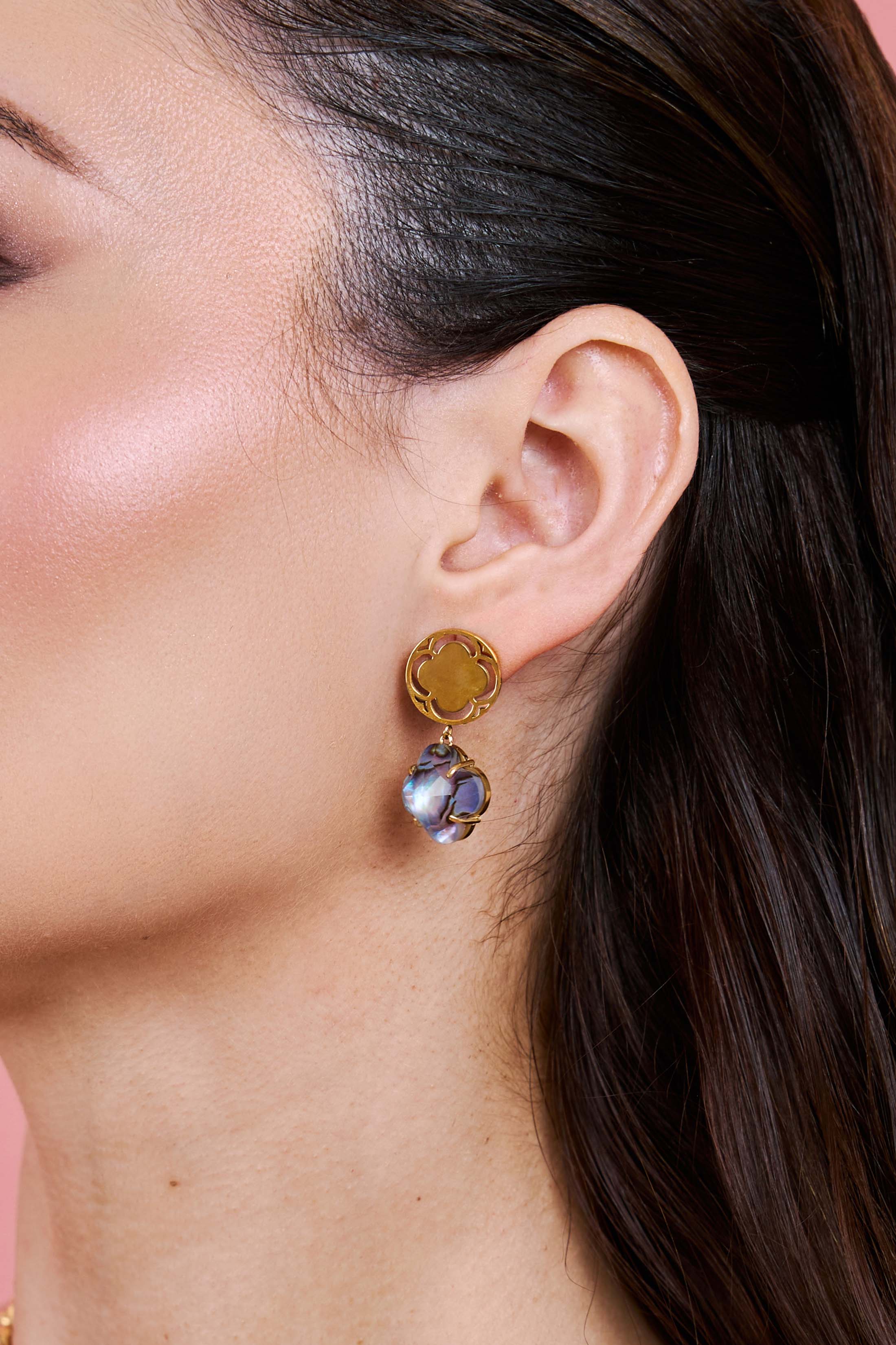 Stone Station Abalone Stone Drop Stud Earring Set