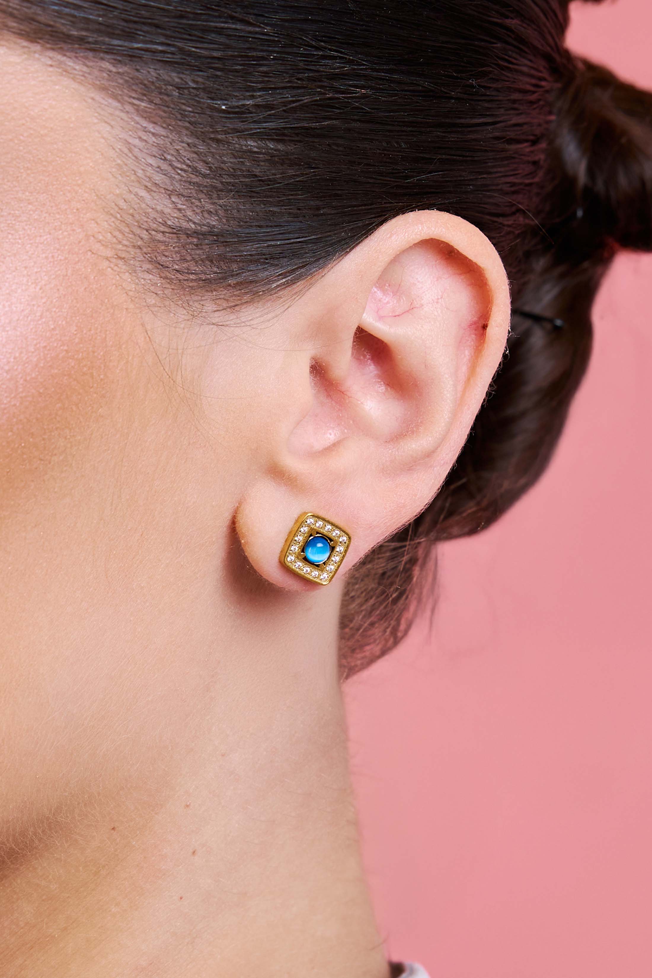 Azure Cat Eye Stud Earring Set