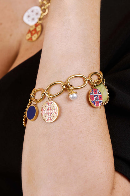 Maltese Tile &amp; Stone Charm Bracelet &amp; Necklace Gift Set