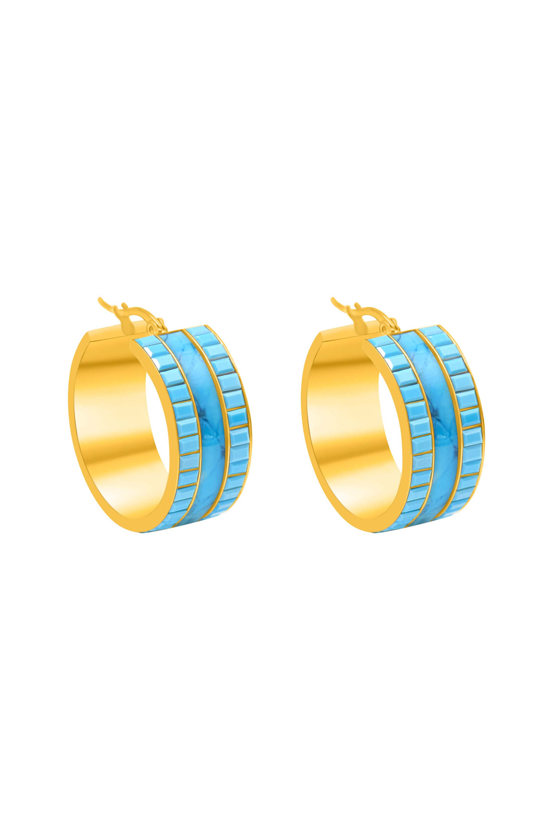 Faniello Turquoise Marble Hoop Earring Set