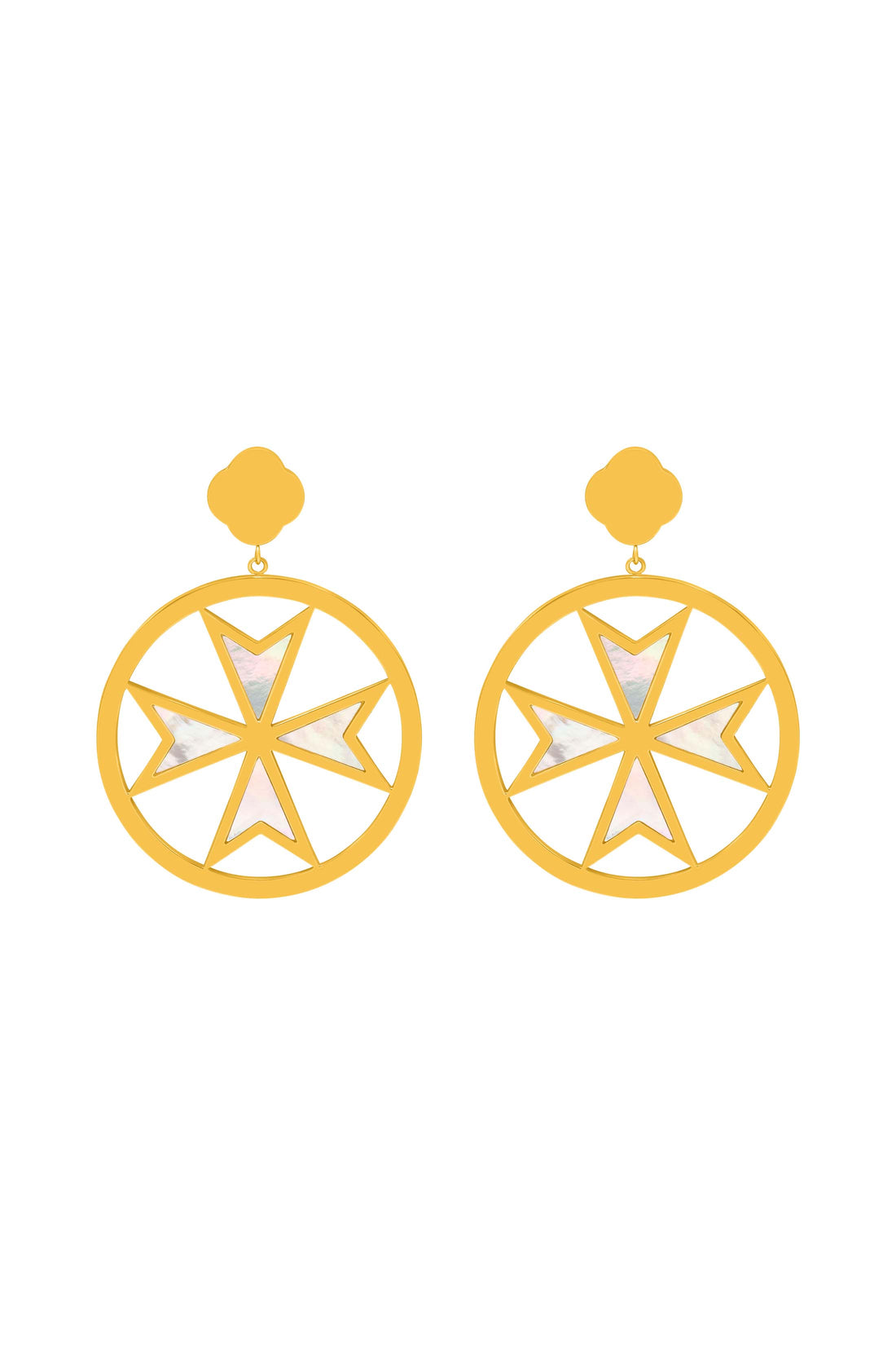 Maltese Cross Madre Perla Earring Set